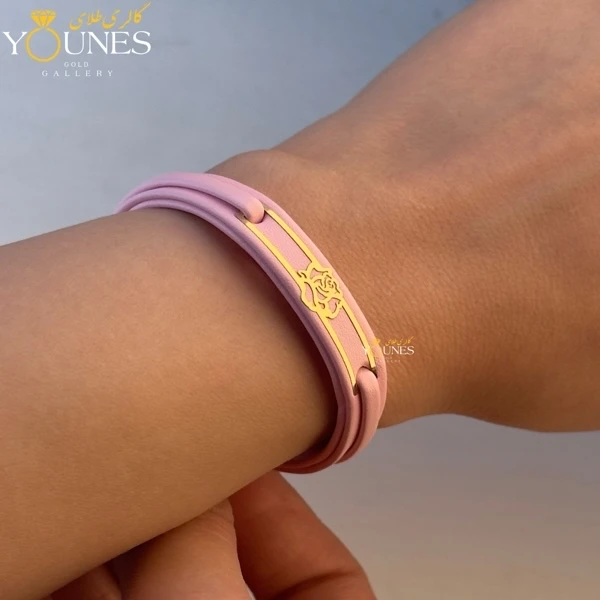 دستبند طلا زنانه چرم گل L551